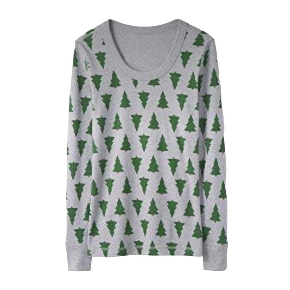 Hanna Andersson Tannenbaum Christmas tree holiday print scoop neck pajama top - Picture 1 of 7